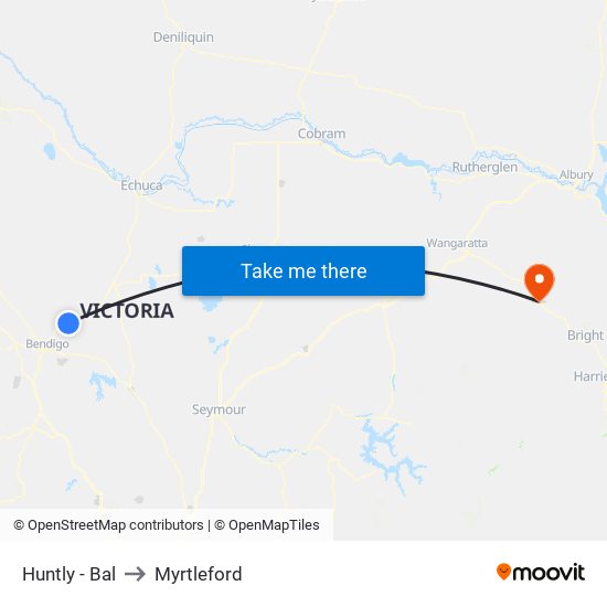 Huntly - Bal to Myrtleford map