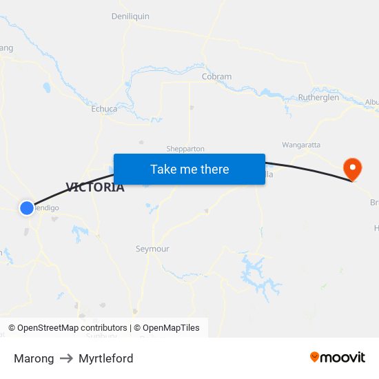 Marong to Myrtleford map
