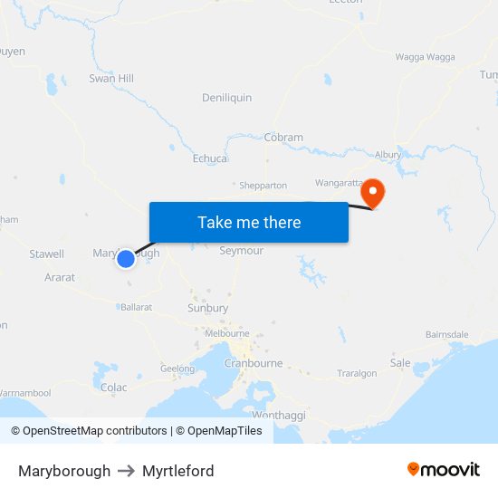 Maryborough to Myrtleford map