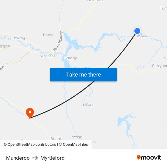 Munderoo to Myrtleford map