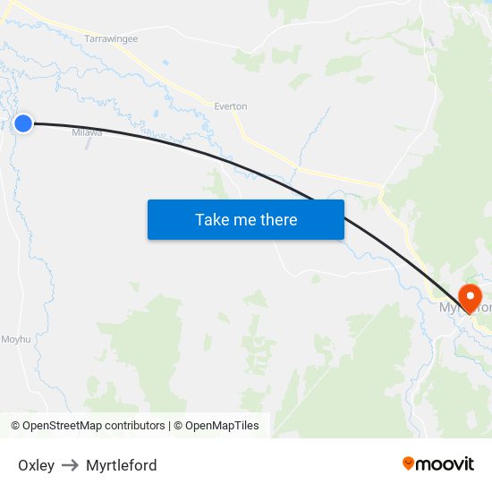 Oxley to Myrtleford map