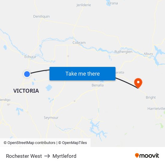 Rochester West to Myrtleford map