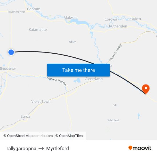 Tallygaroopna to Myrtleford map