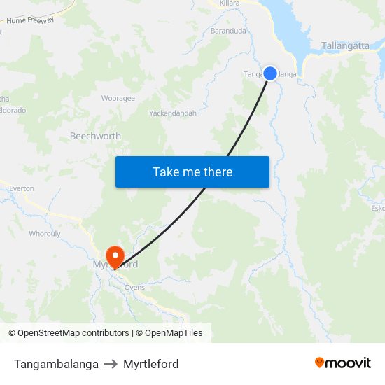 Tangambalanga to Myrtleford map