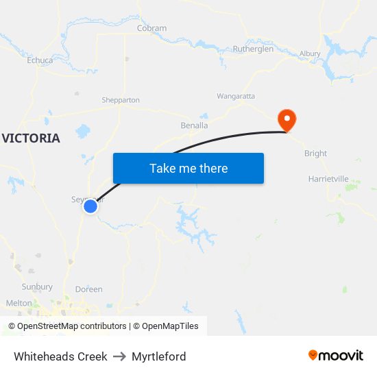 Whiteheads Creek to Myrtleford map