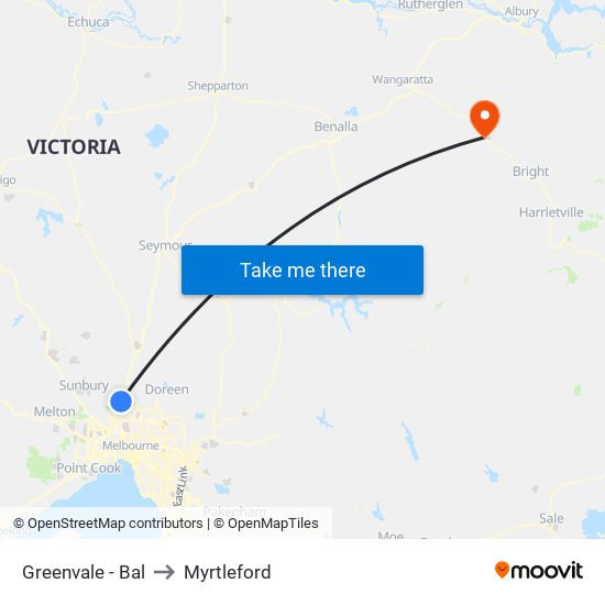 Greenvale - Bal to Myrtleford map