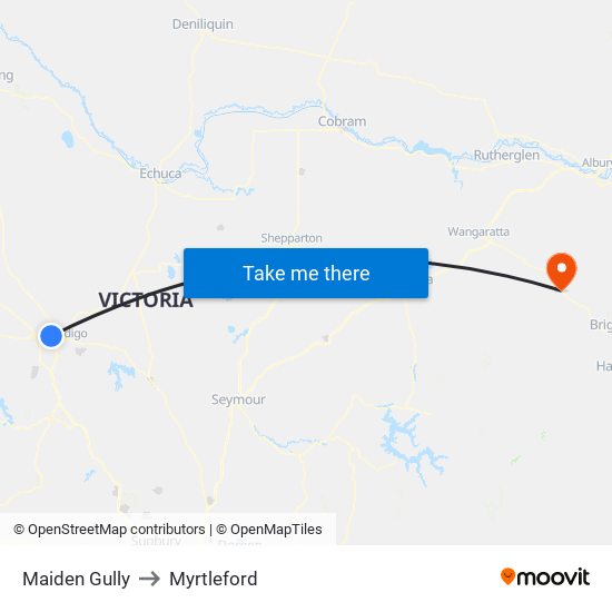 Maiden Gully to Myrtleford map