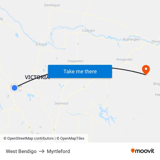 West Bendigo to Myrtleford map