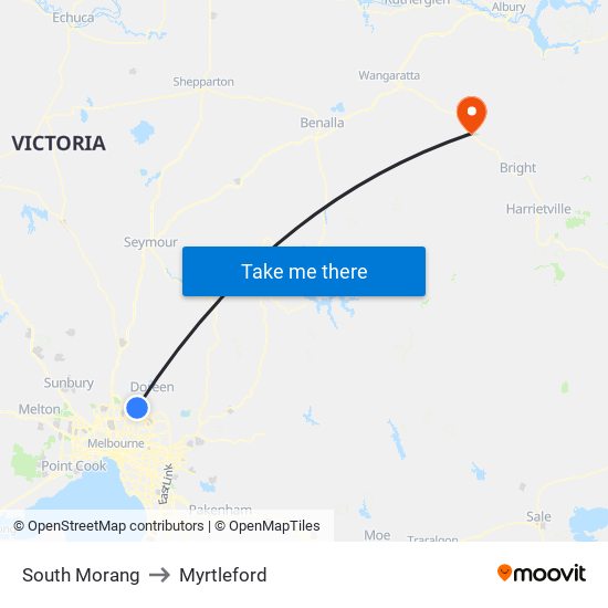 South Morang to Myrtleford map