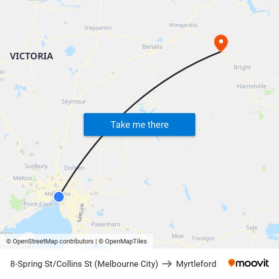 8-Spring St/Collins St (Melbourne City) to Myrtleford map