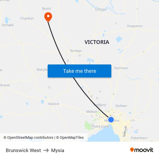 Brunswick West to Mysia map