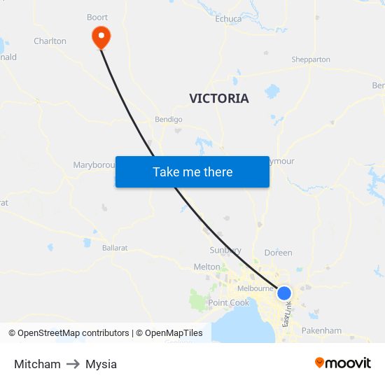 Mitcham to Mysia map