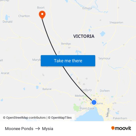 Moonee Ponds to Mysia map