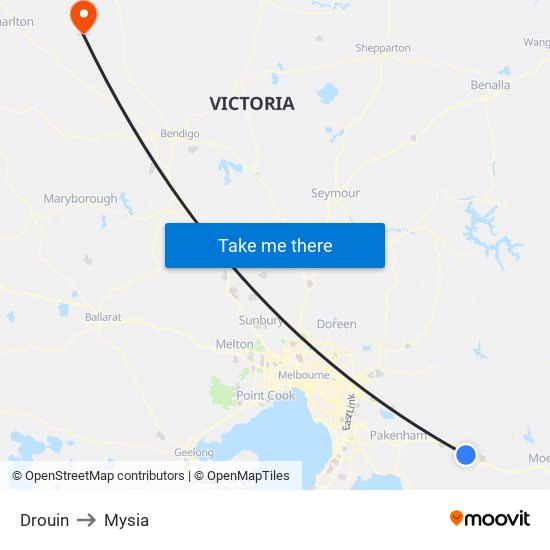 Drouin to Mysia map