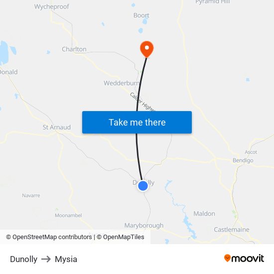 Dunolly to Mysia map