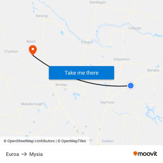 Euroa to Mysia map