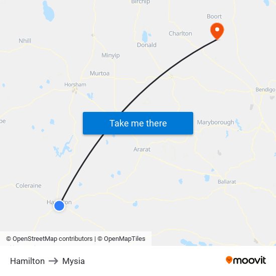 Hamilton to Mysia map