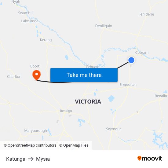 Katunga to Mysia map