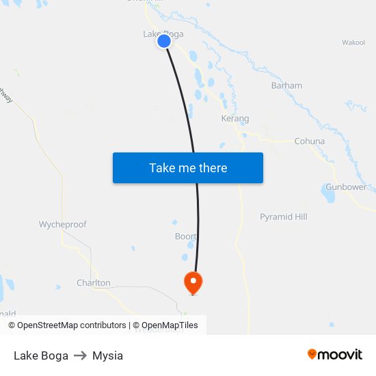 Lake Boga to Mysia map