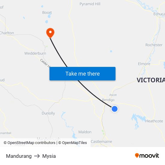 Mandurang to Mysia map