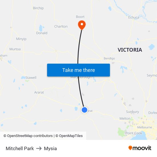 Mitchell Park to Mysia map