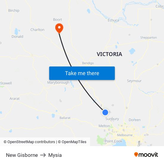 New Gisborne to Mysia map