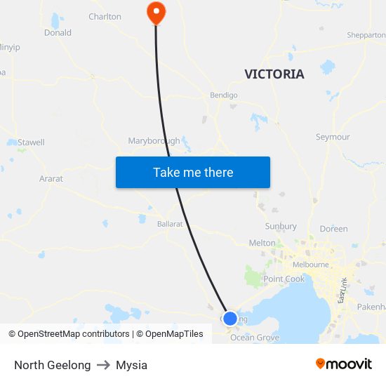 North Geelong to Mysia map