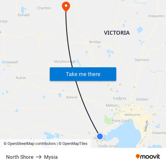 North Shore to Mysia map