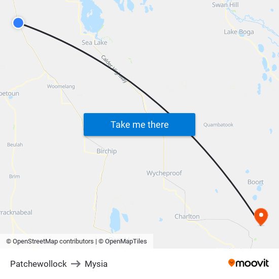 Patchewollock to Mysia map