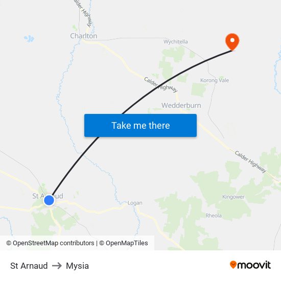 St Arnaud to Mysia map