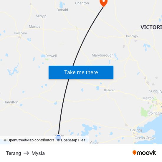 Terang to Mysia map