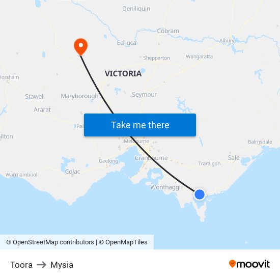 Toora to Mysia map