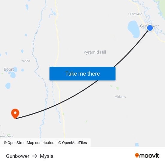 Gunbower to Mysia map