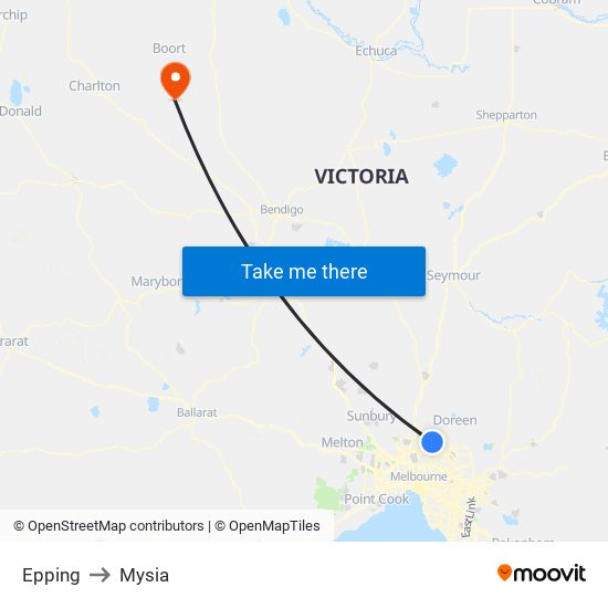 Epping to Mysia map