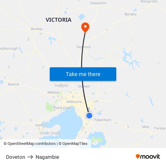 Doveton to Nagambie map