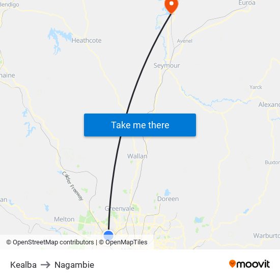 Kealba to Nagambie map