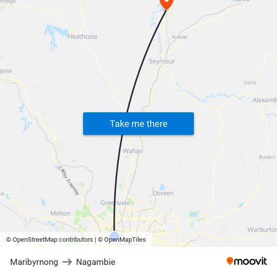 Maribyrnong to Nagambie map