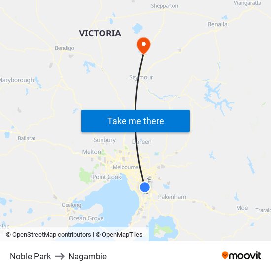 Noble Park to Nagambie map