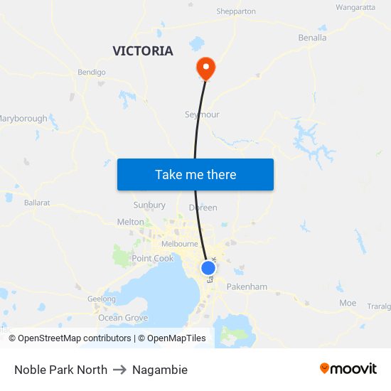 Noble Park North to Nagambie map