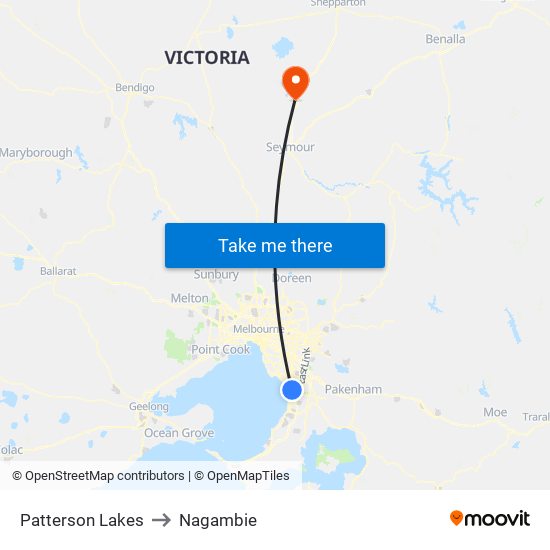 Patterson Lakes to Nagambie map