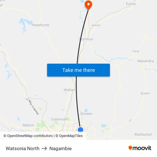 Watsonia North to Nagambie map