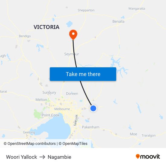 Woori Yallock to Nagambie map