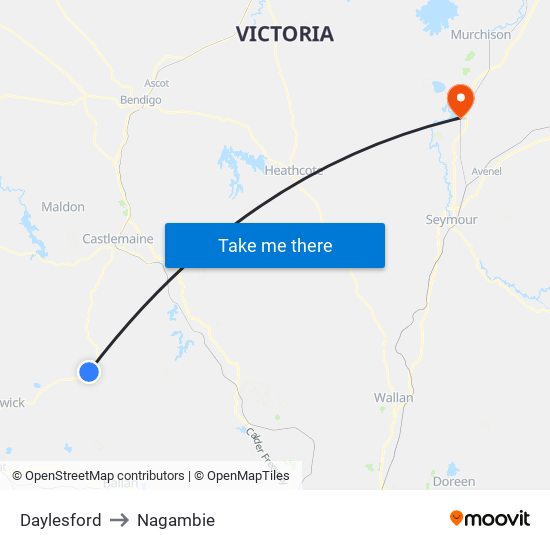 Daylesford to Nagambie map