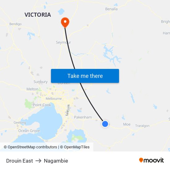 Drouin East to Nagambie map
