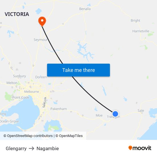 Glengarry to Nagambie map