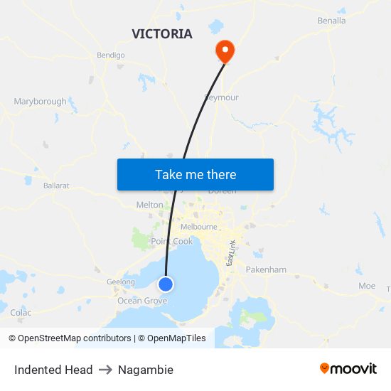 Indented Head to Nagambie map