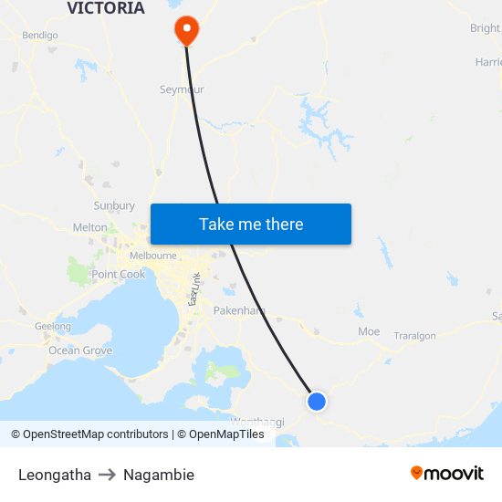 Leongatha to Nagambie map