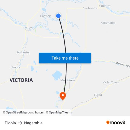 Picola to Nagambie map