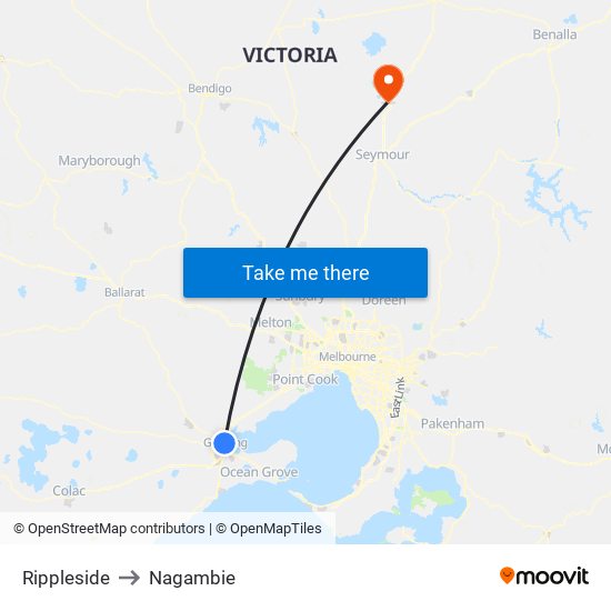 Rippleside to Nagambie map