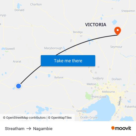 Streatham to Nagambie map